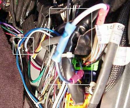 Closeup of the Security Mode BYPASS wiring