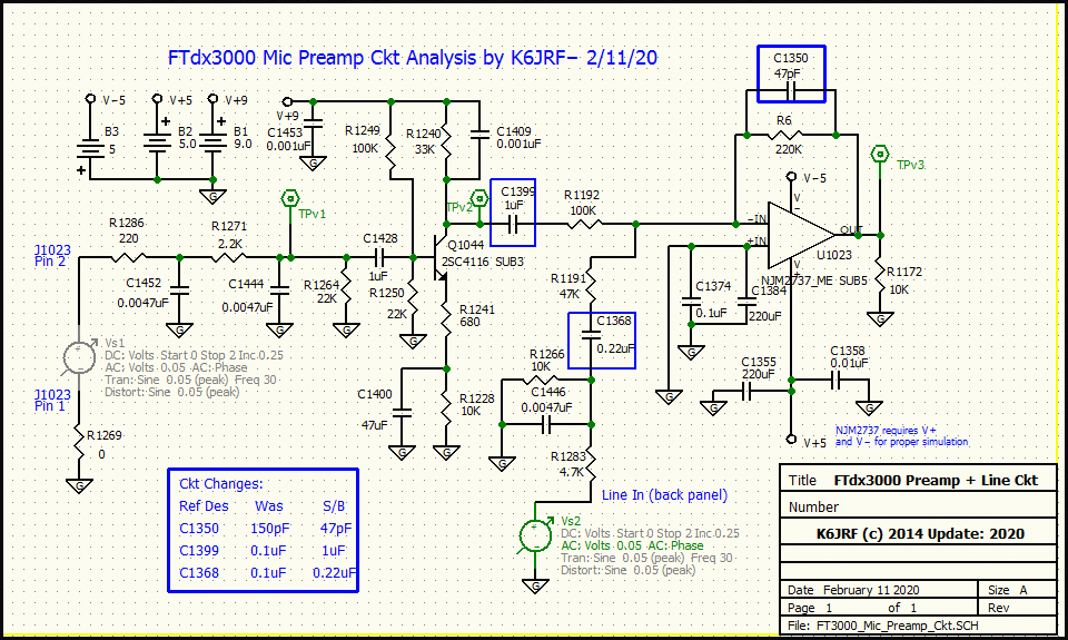 Mic Preamp Ckt captured for 5Spice Simulation