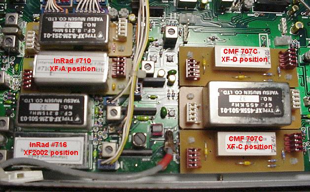 Various Filters mounted on the FT1000D IF Unit Board