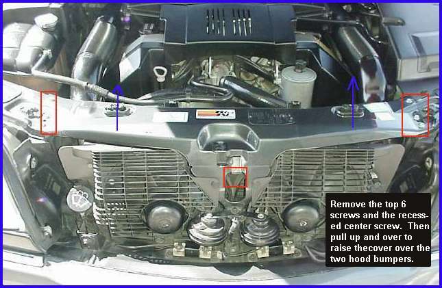 View of S500 front area showing key screws to remove to gain access to VFC