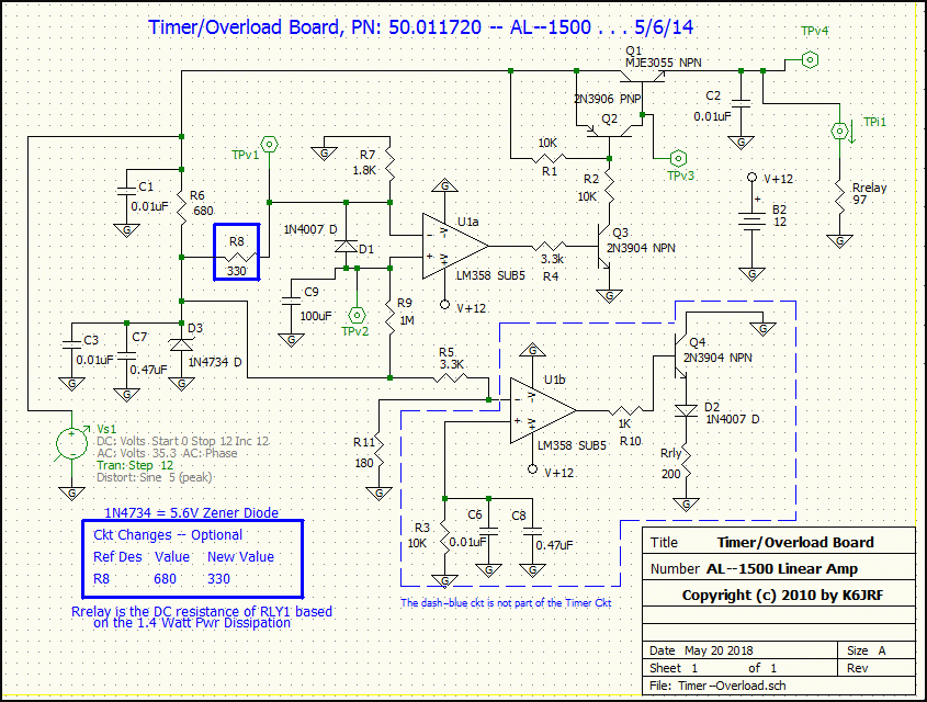 AL-1500 Timer/Overload Schematic