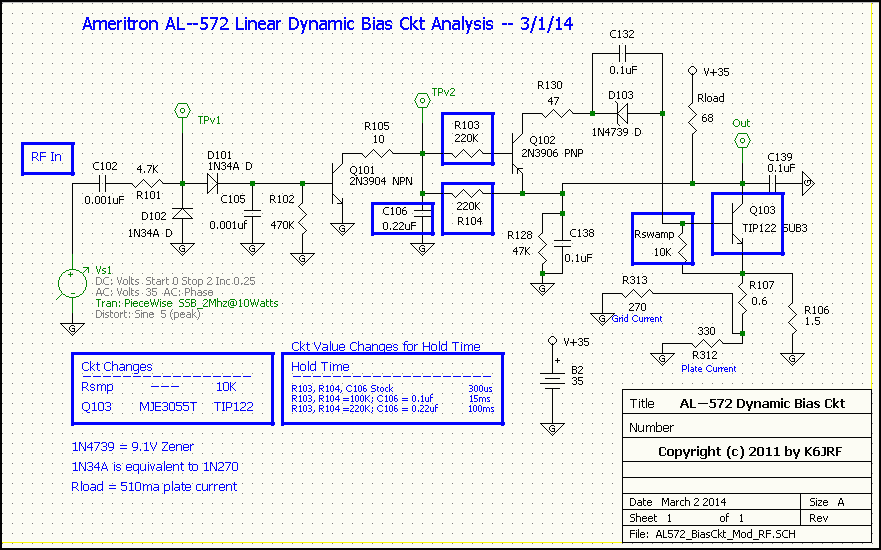 AL572 Mod Dynamic Bias Ckt captured into 5Spice